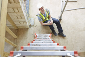 construction worker falling off ladder and injuring leg